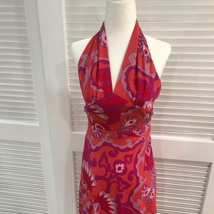 EUC, vibrant halter dress